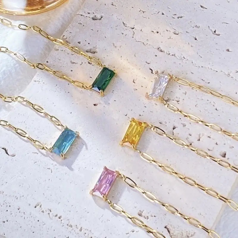 Rectangle Zircon Necklace