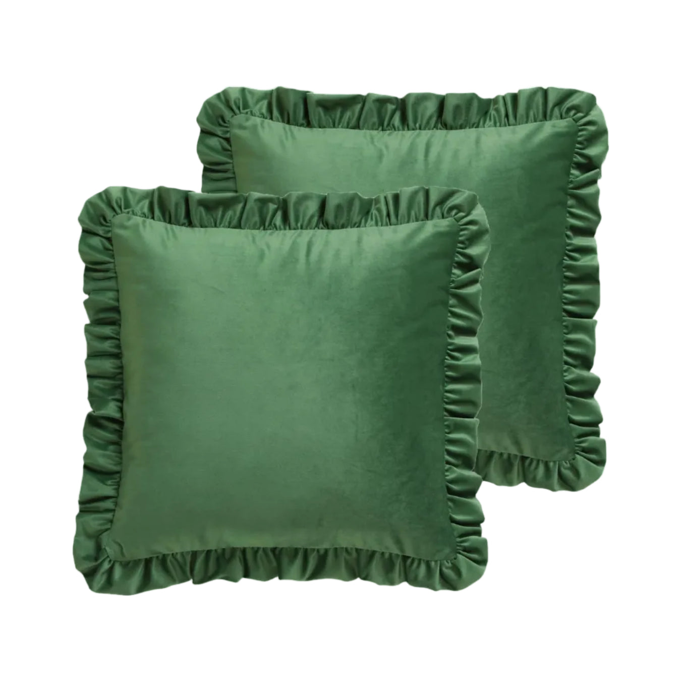 Green Velvet Ruffle Pillow - 18" x 18"
