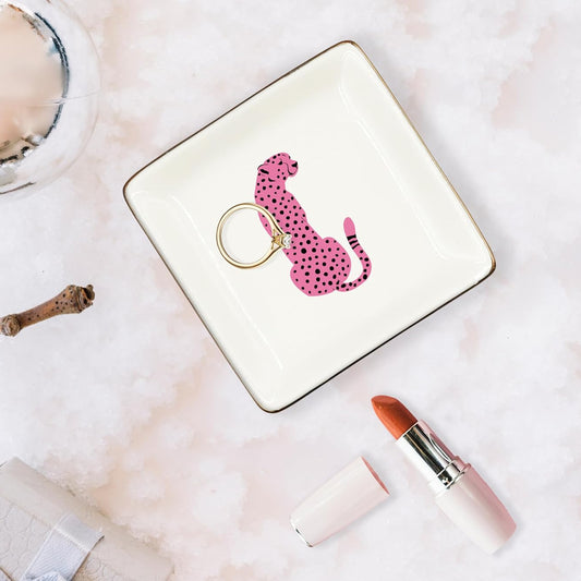 Pink Cheetah Trinket Tray