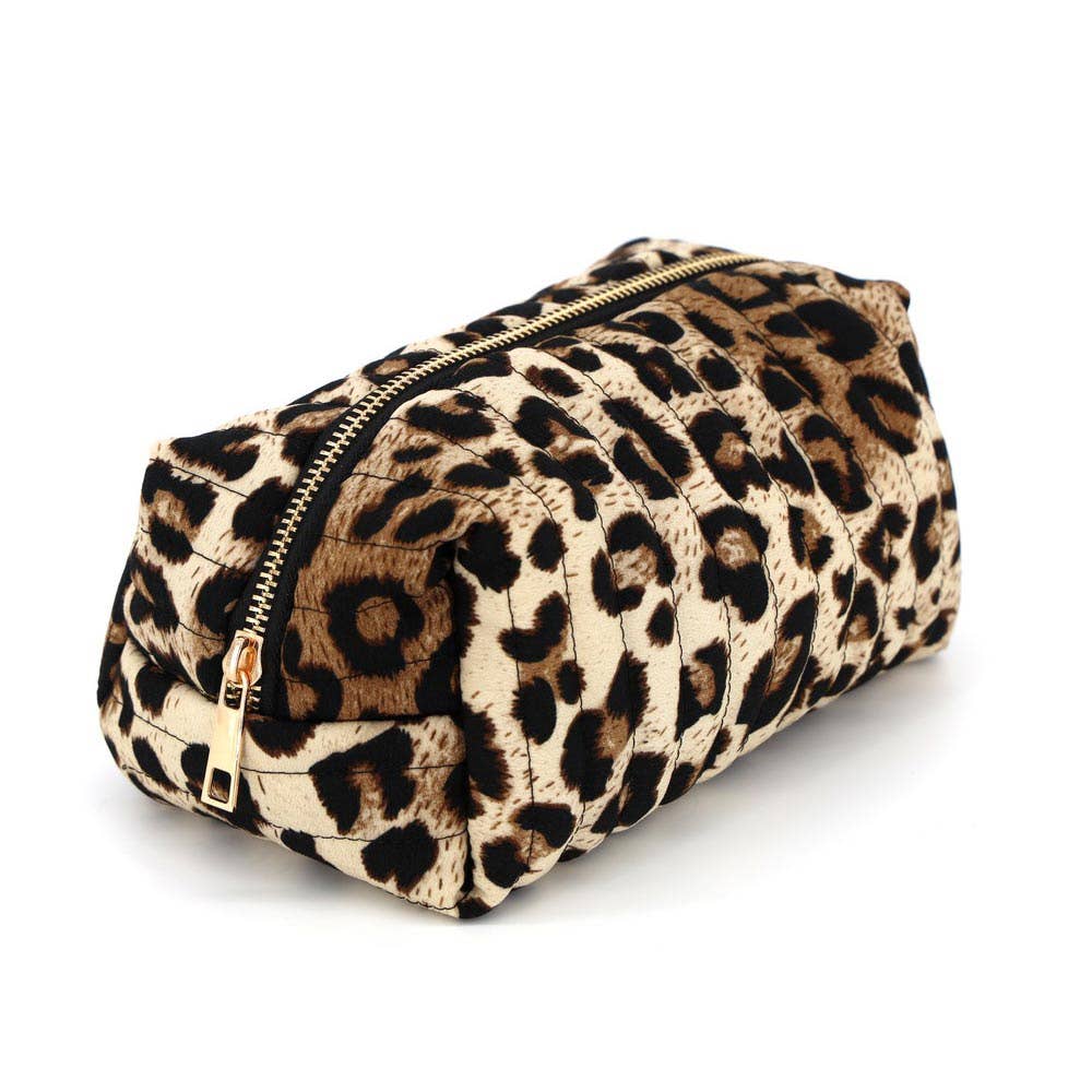 Leopard Quilted Cosmetic Bag