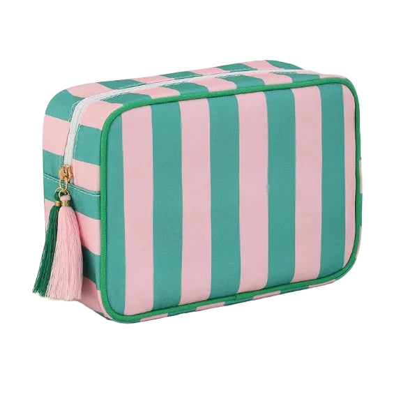 Cabana Stripe Pouch in Green