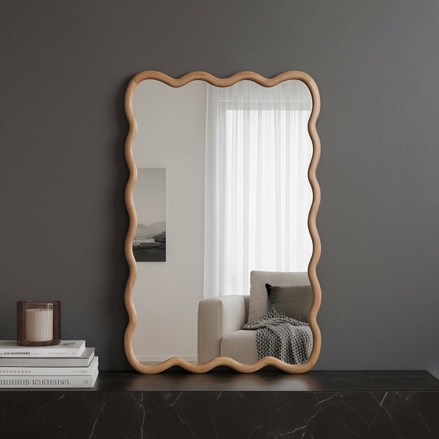 Wavy Solid Wood Wall Mirror – 20" x 30