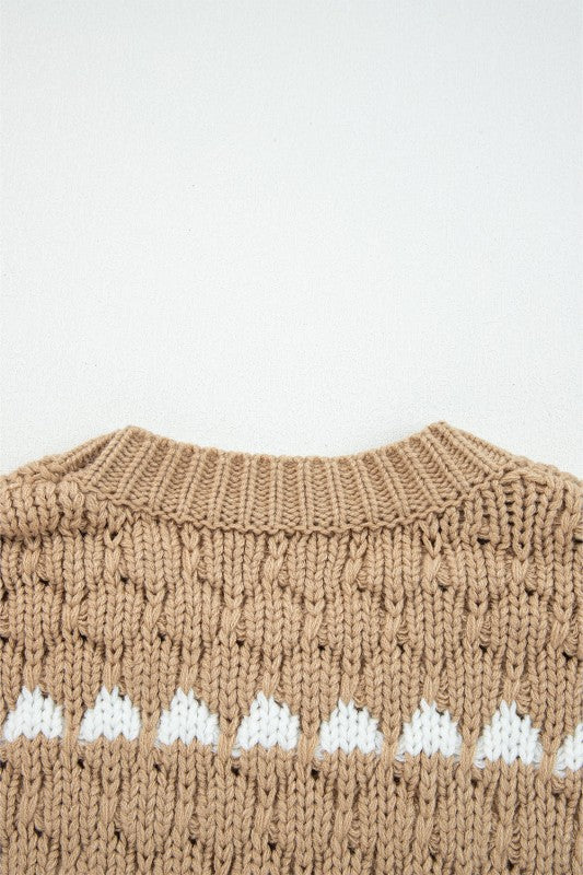 Textured Knit Puff Sleeve Sweater