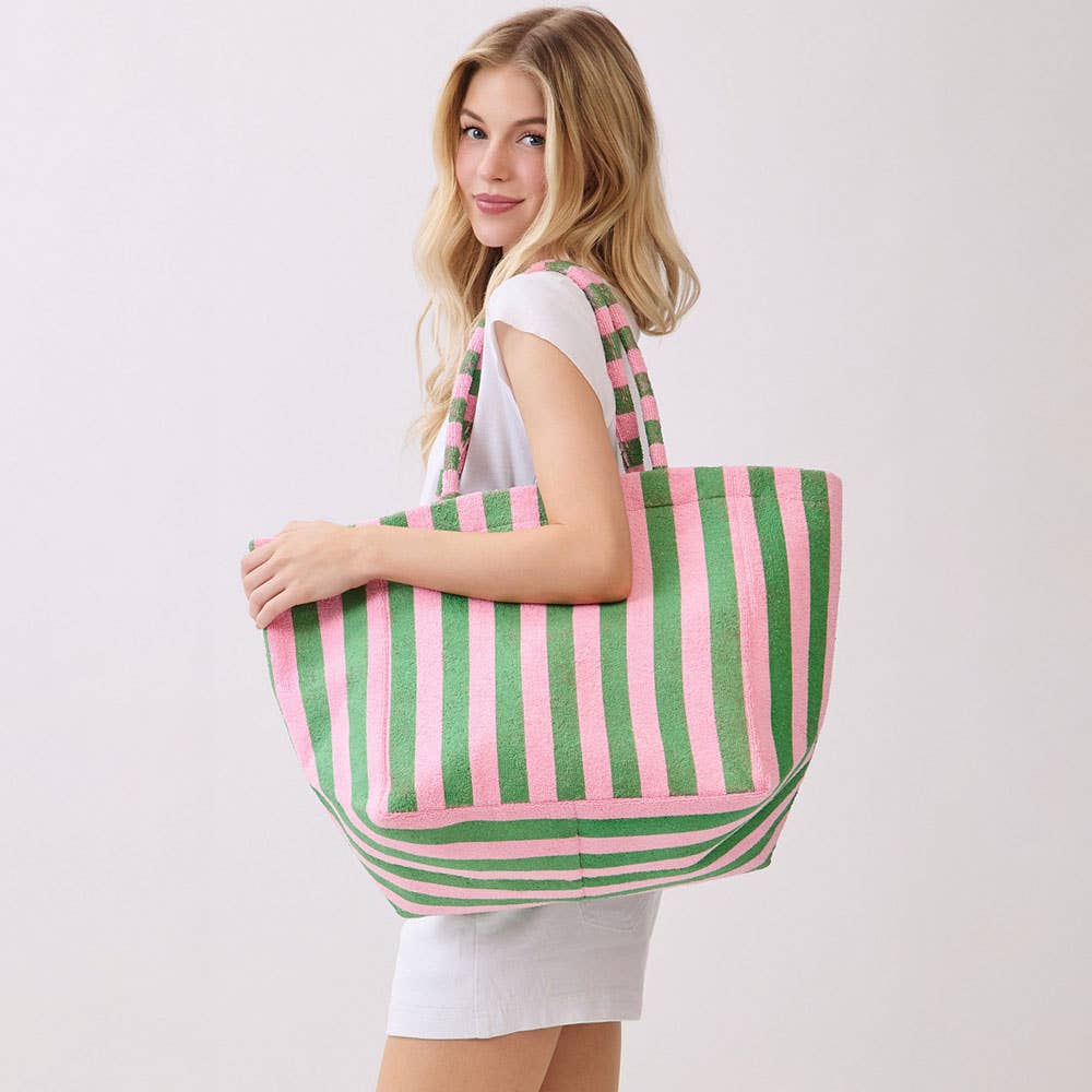 Oversized Striped Terry Beach Tote