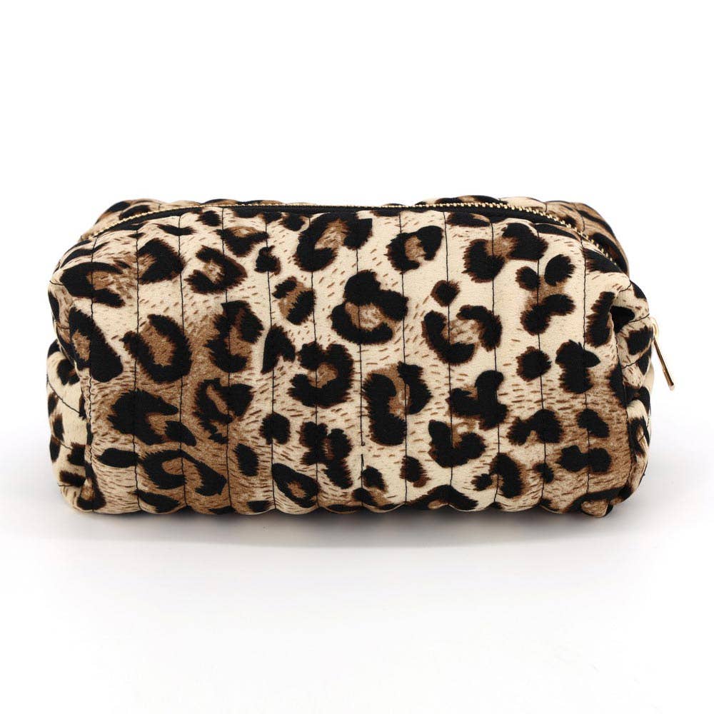 Leopard Quilted Cosmetic Bag