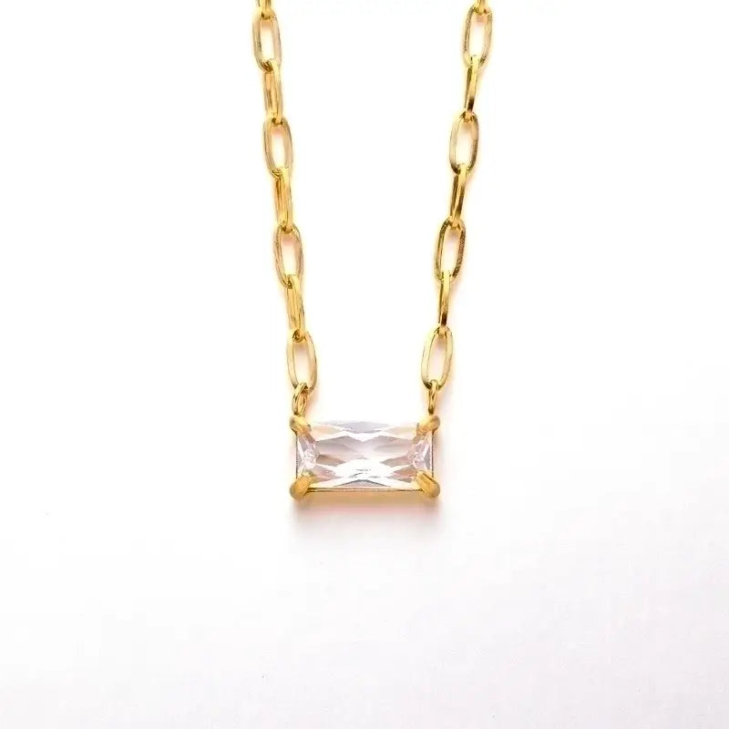 Rectangle Zircon Necklace