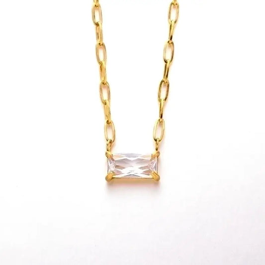Rectangle Zircon Necklace