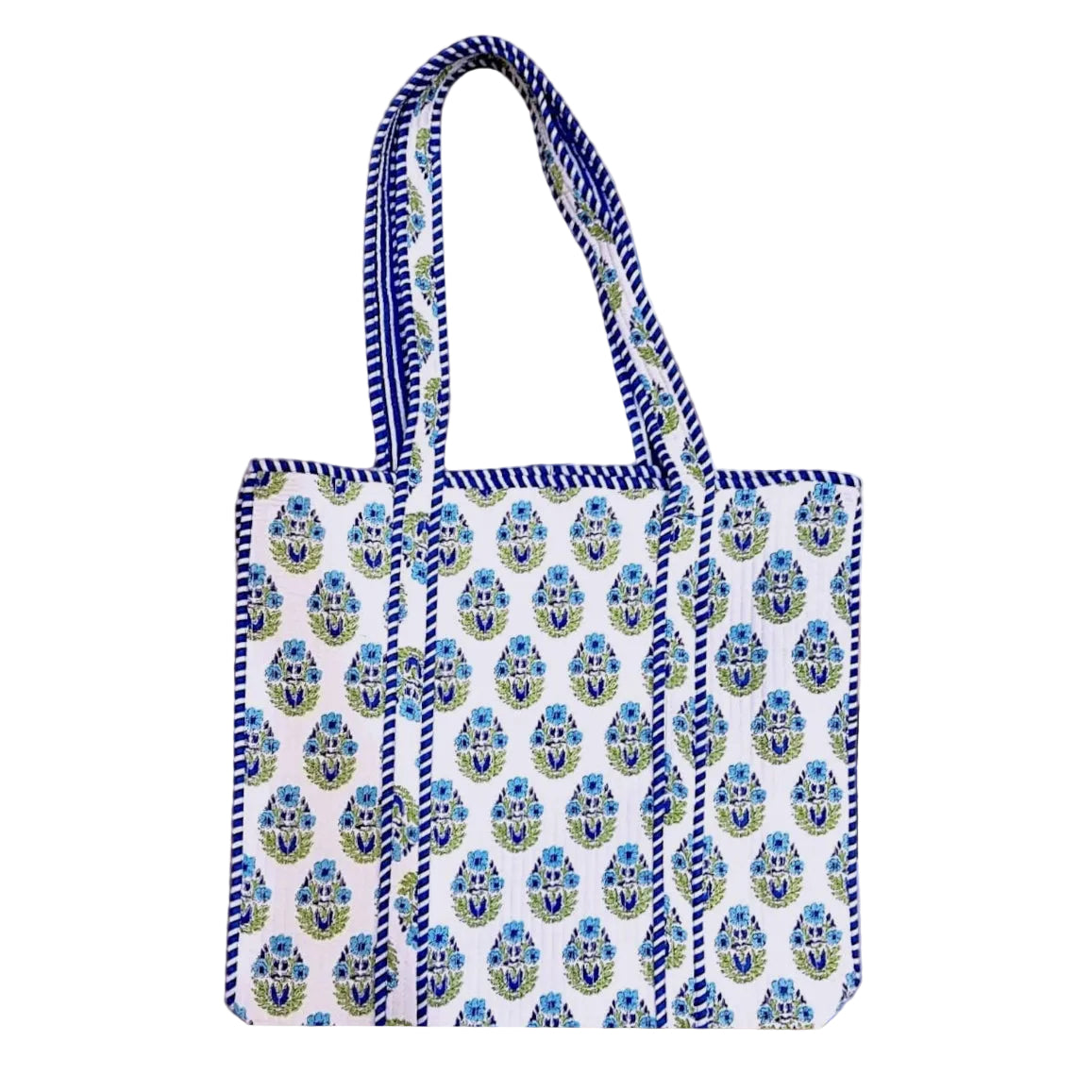 Emma Blue and White Floral Tote Bag