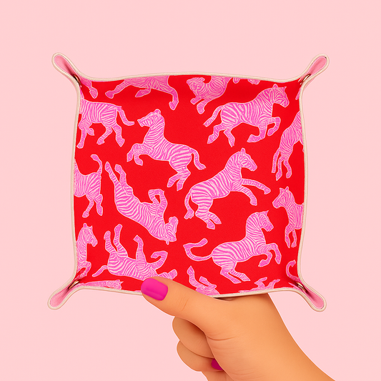 Trinket Tray Catchall | pink & red zebra