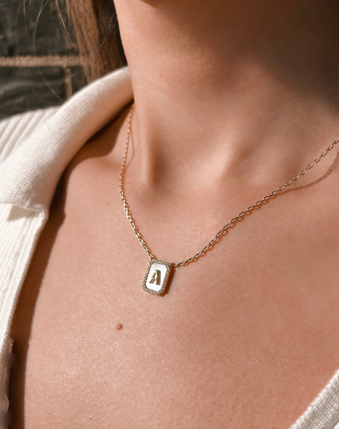 Mother of Pearl Initial Necklace