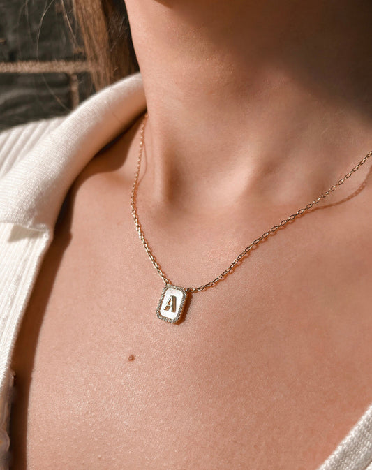 Mother of Pearl Initial Necklace