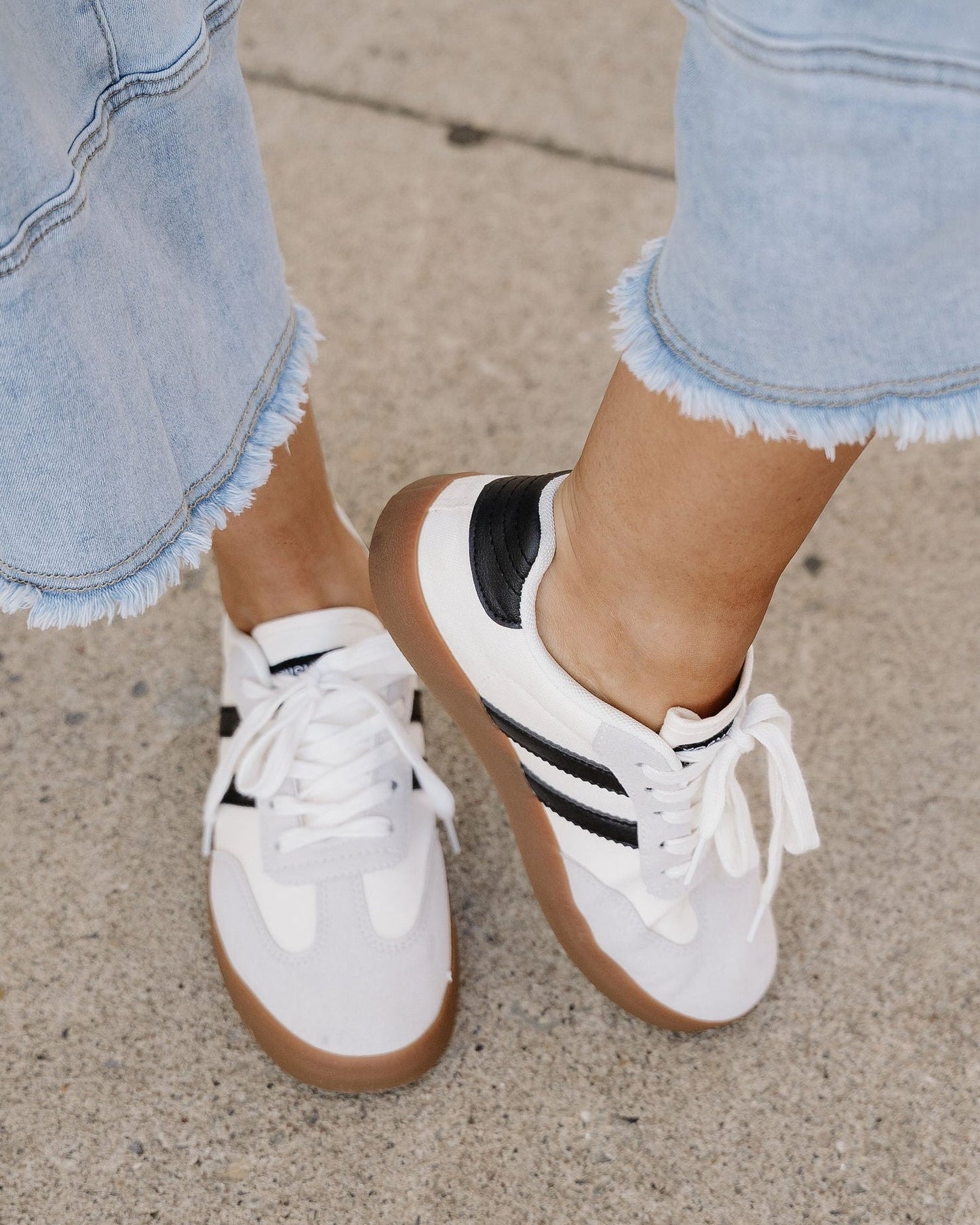Leah Striped Lace Up Sneakers