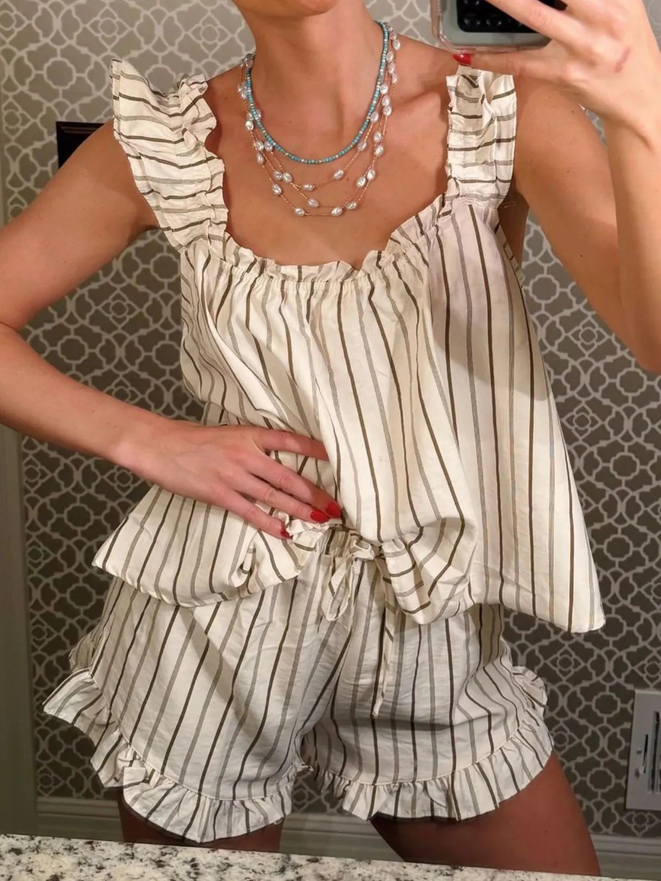 Ruffled Tank and Shorts Set