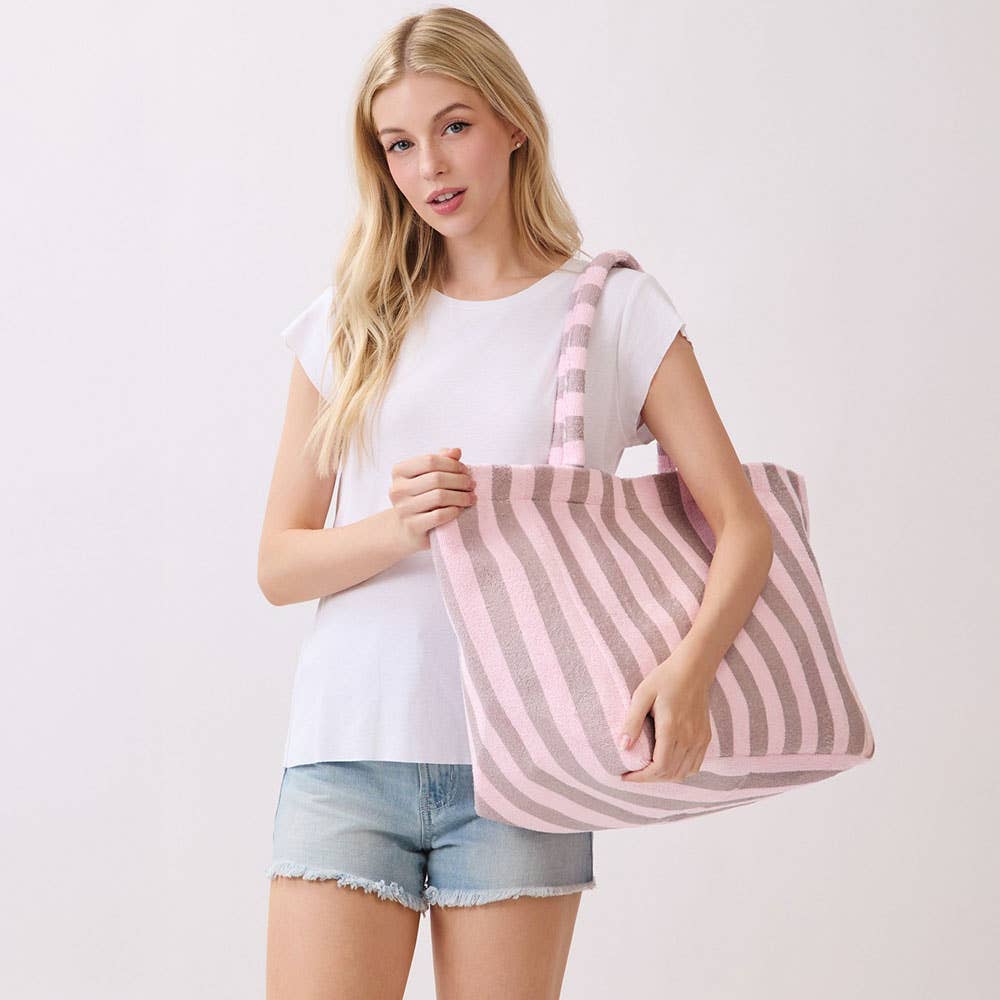 Oversized Striped Terry Beach Tote
