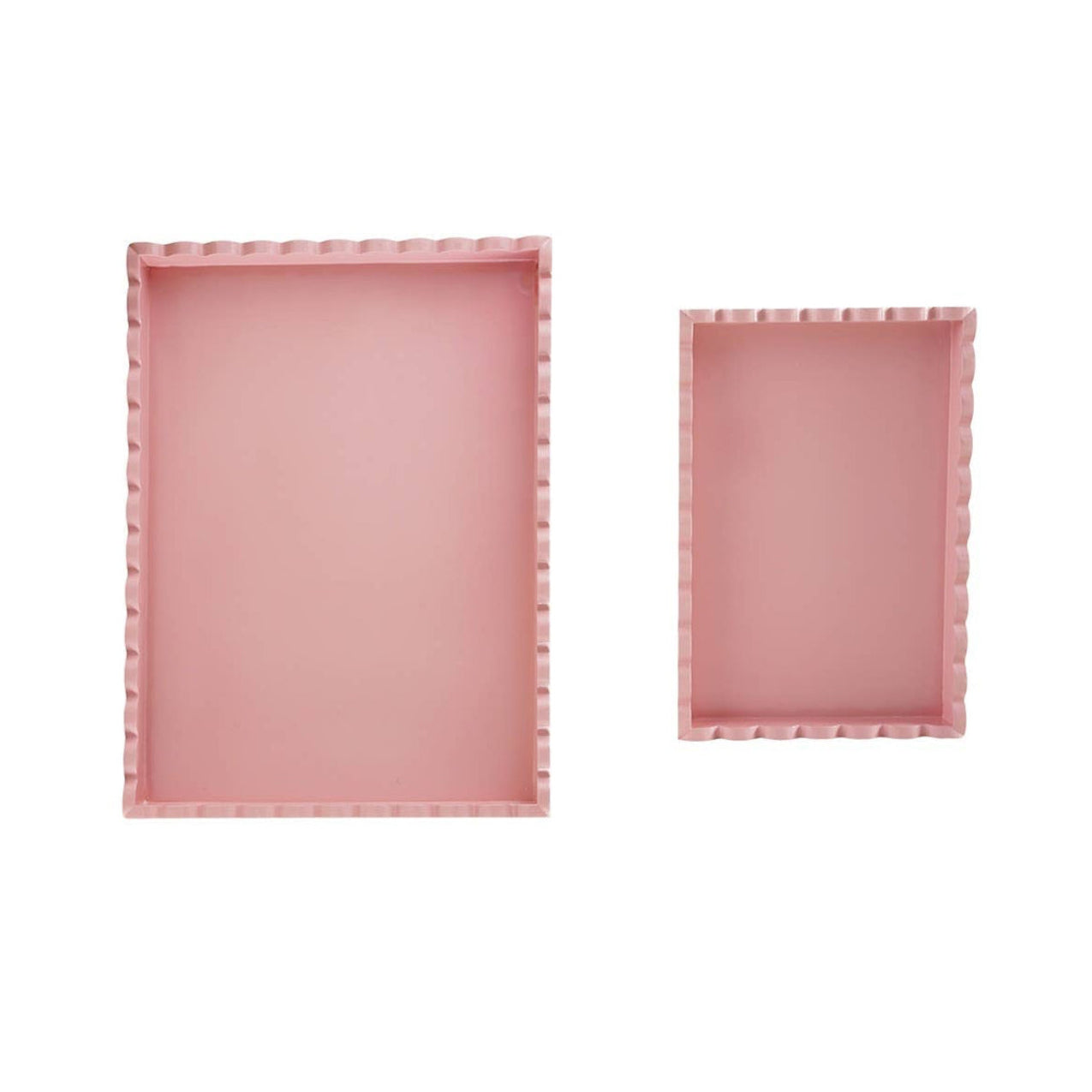 Wood Scalloped Trays in Pink
