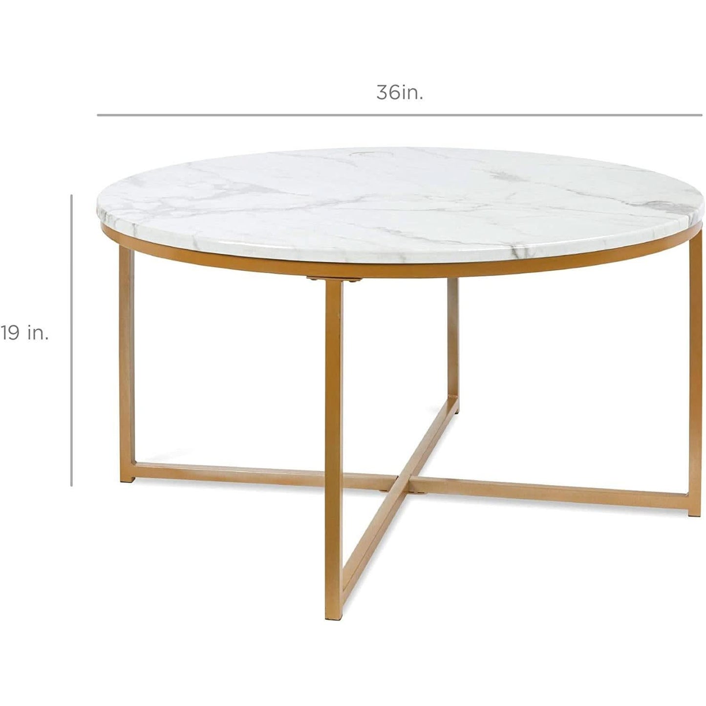 Round Coffee Table With Faux Marble Top