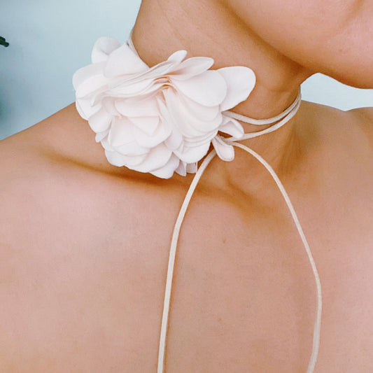 Chiffon Rosette Tie necklace