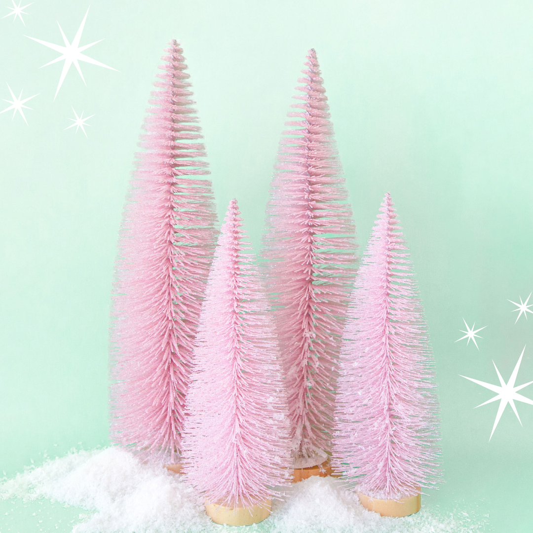 Pink Sparkle Bottle Brush Trees