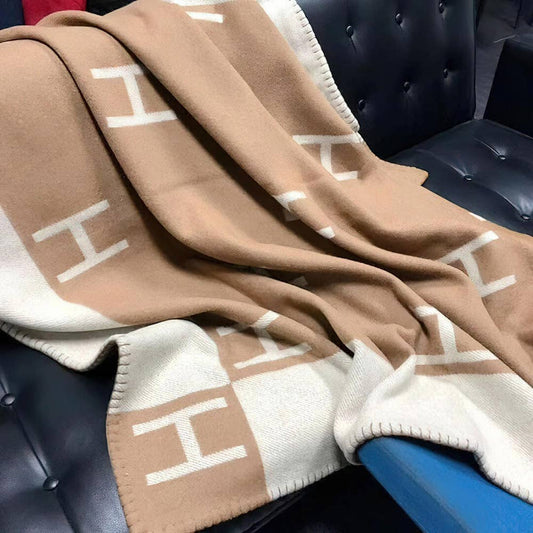 Monogram Pattern Reversible Throw Blanket