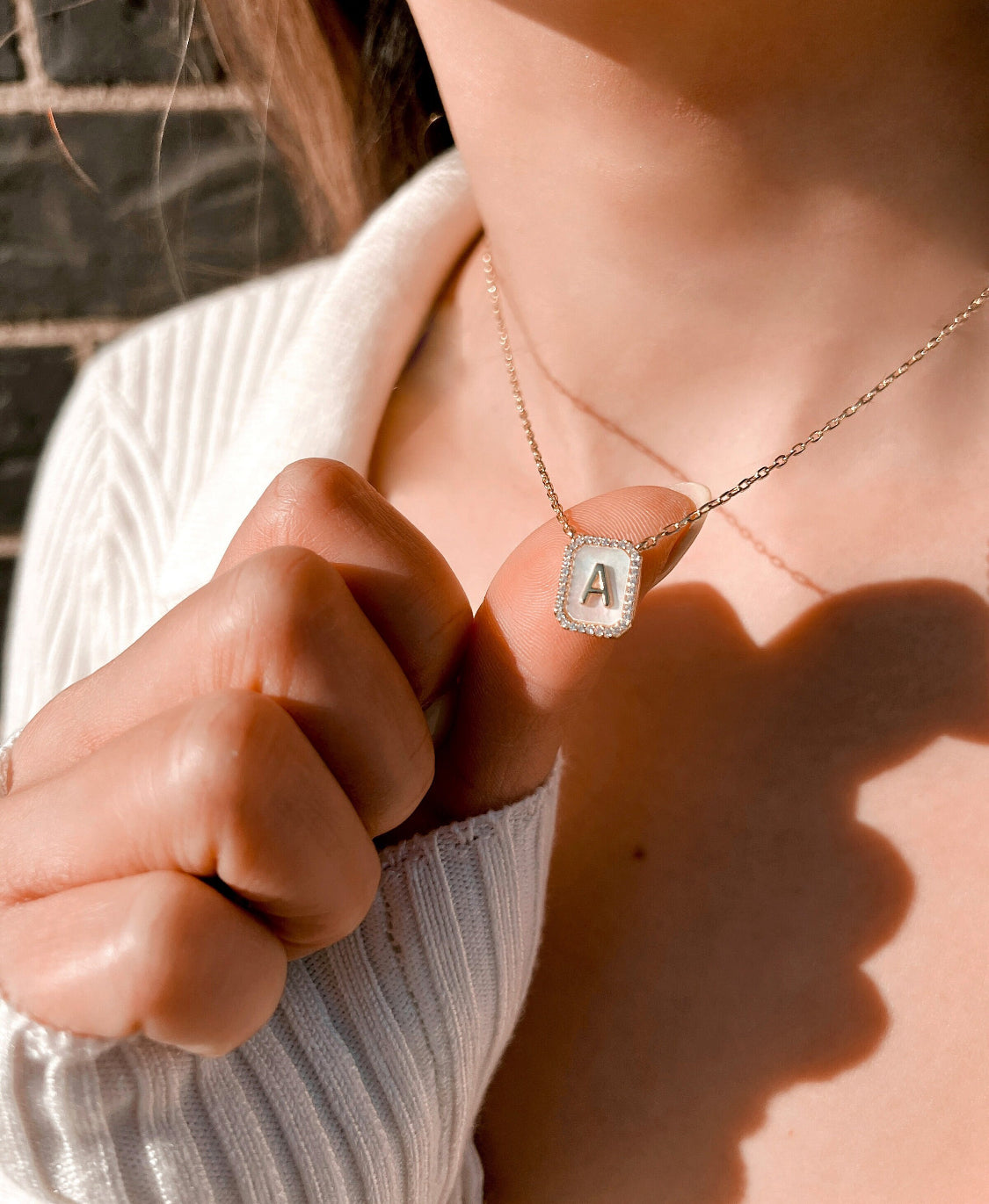 Mother of Pearl Initial Necklace