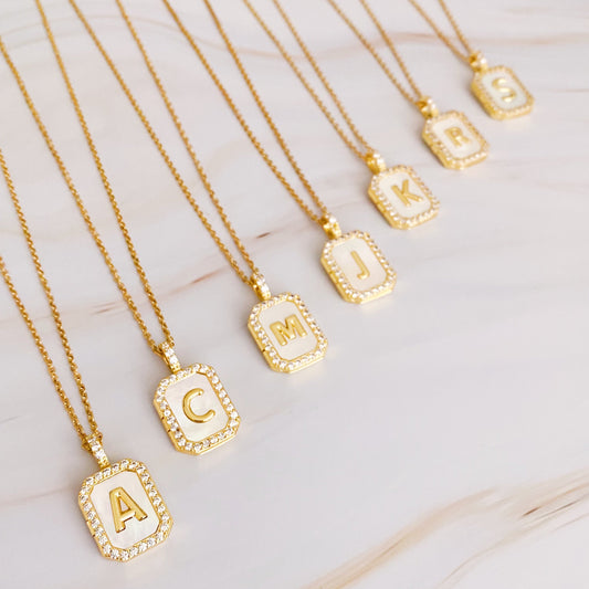 Initial Art Deco Locket Pendant Necklace