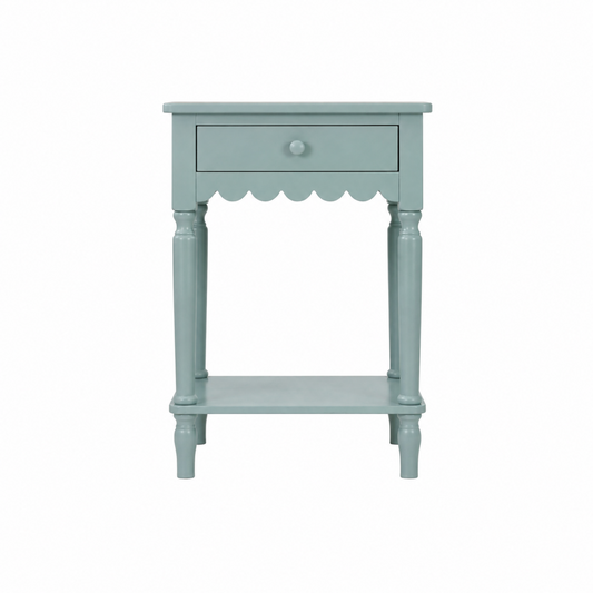 Wood Scalloped Side Table in Blue
