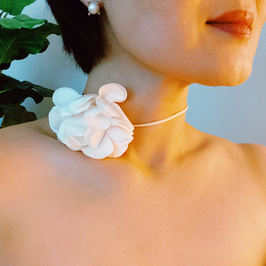 Chiffon Rosette Tie necklace