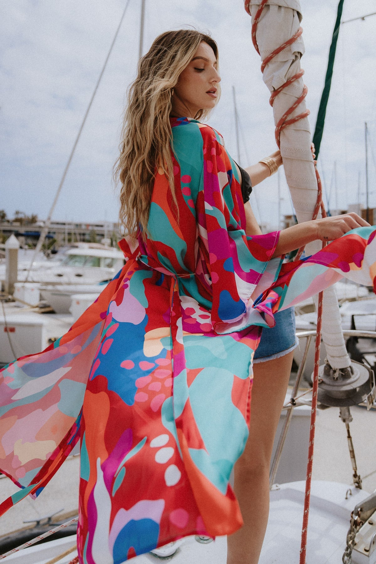 Cancun Satin Midi Kimono Top