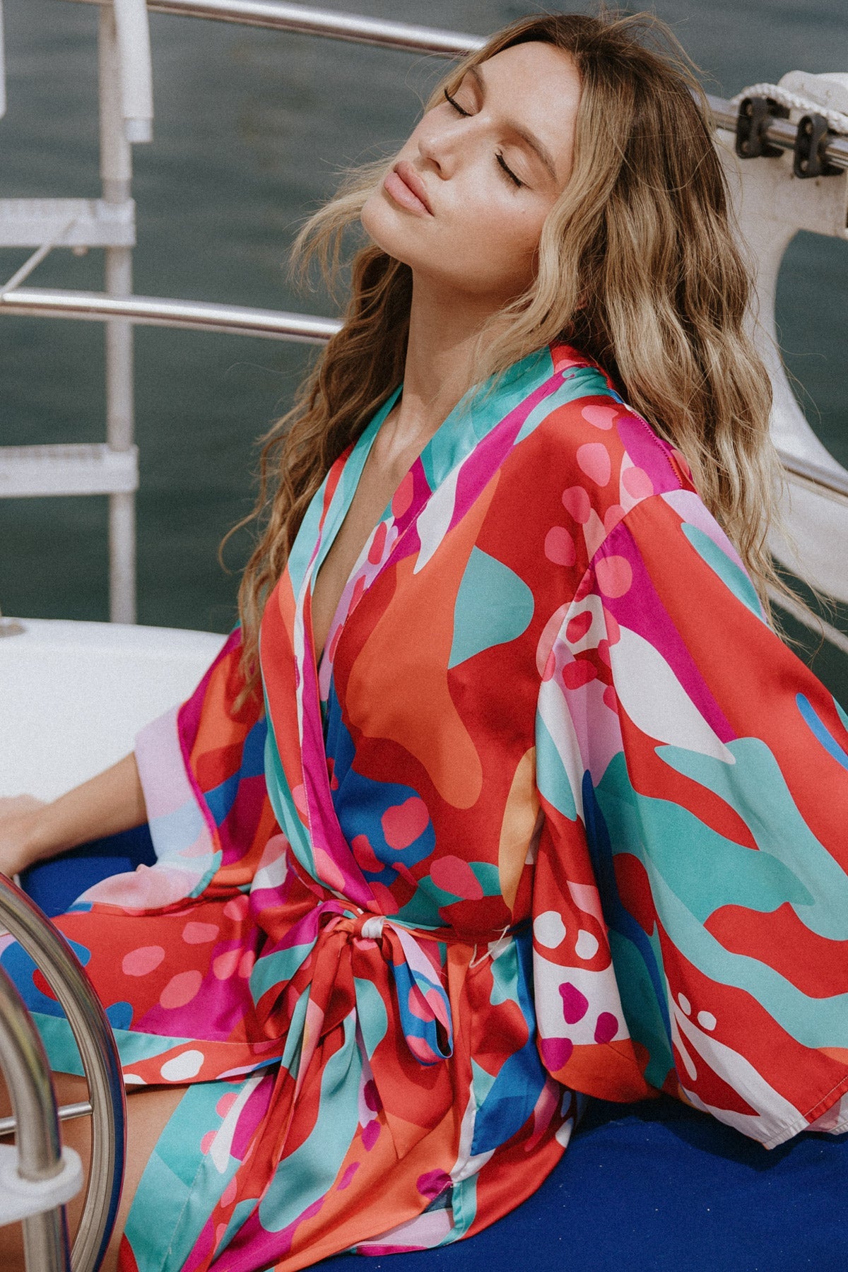 Cancun Satin Midi Kimono Top