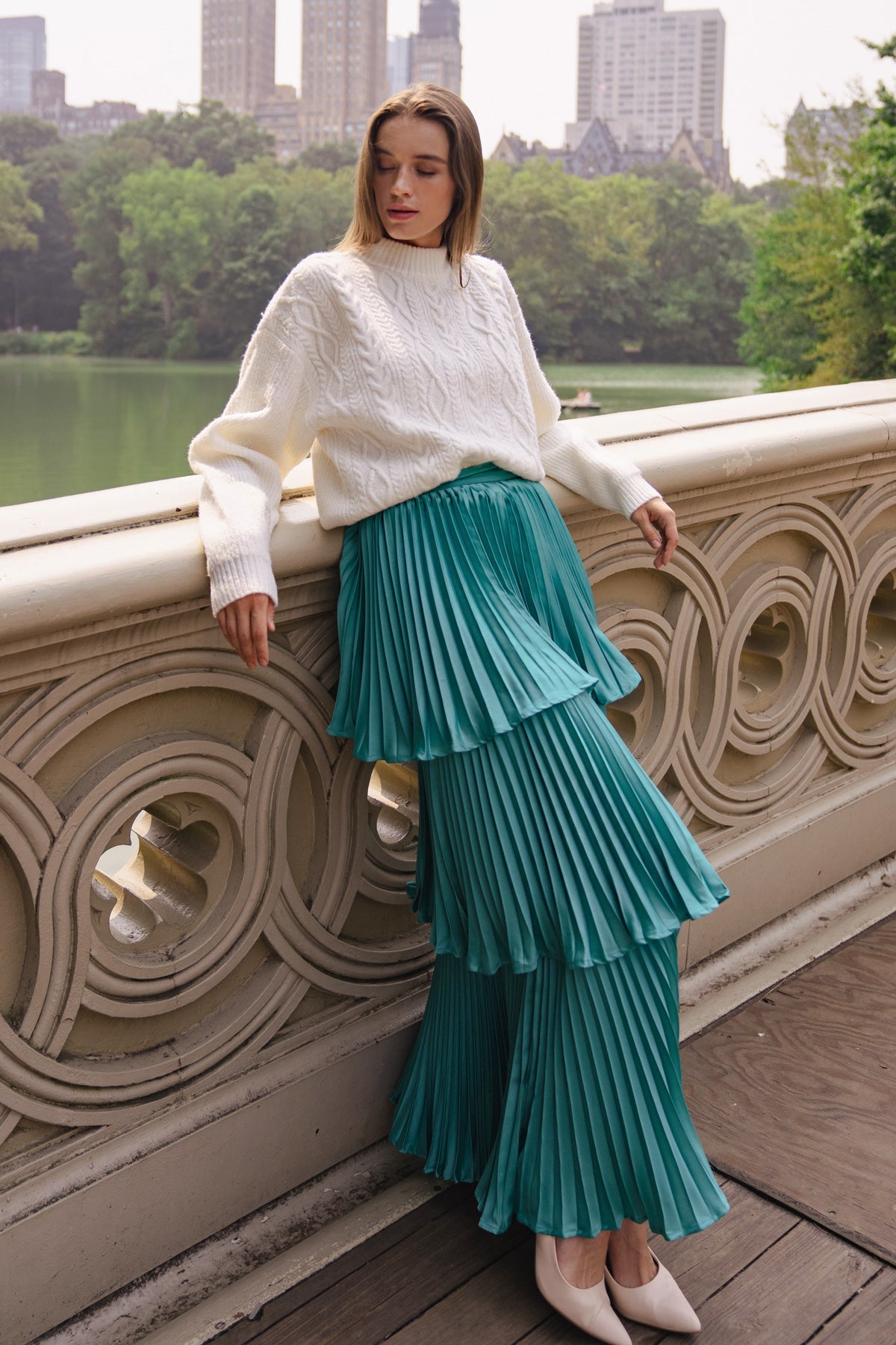Paris Love Pleated Woven Skirt