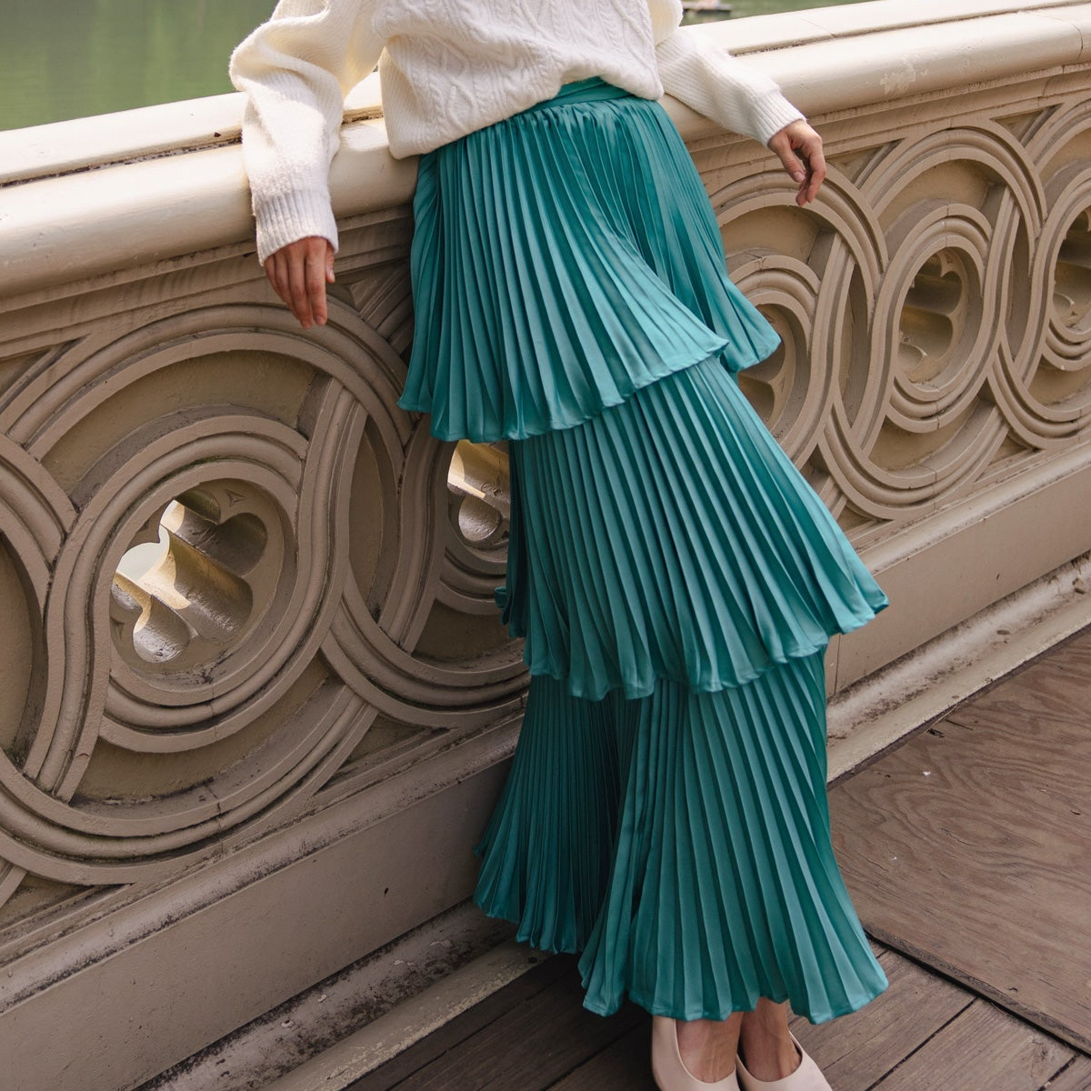 Paris Love Pleated Woven Skirt