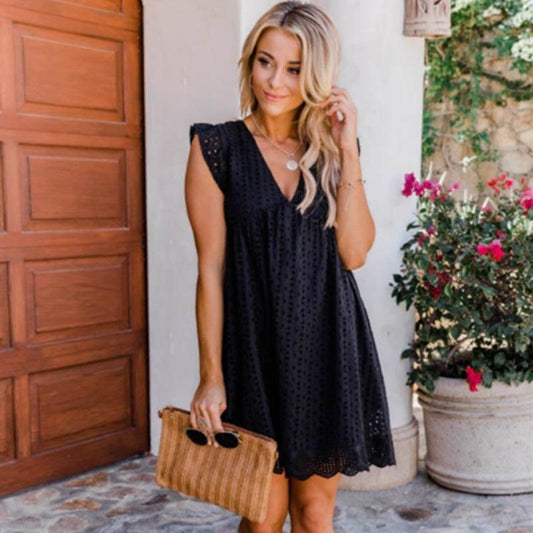 Kaley Lace Jacquard V-Neck Dress