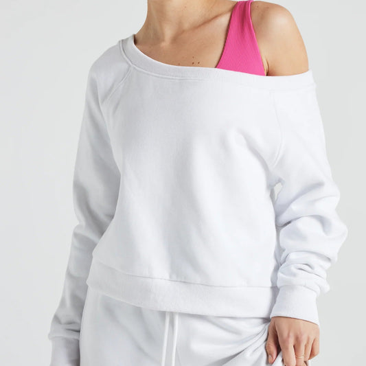 Off Shoulder Sweatshirt in White