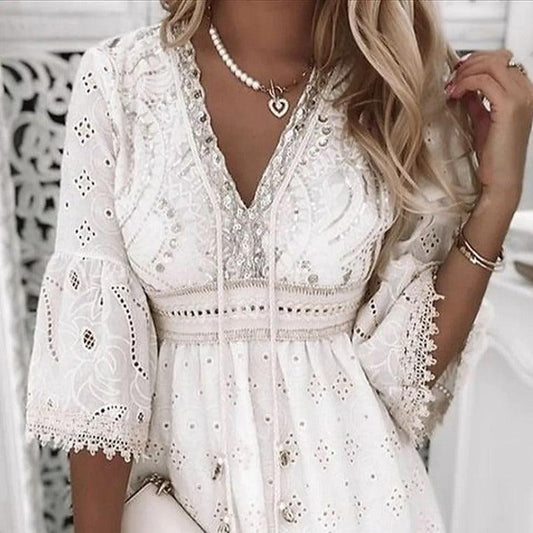 Lace Embroidered Romance Dress