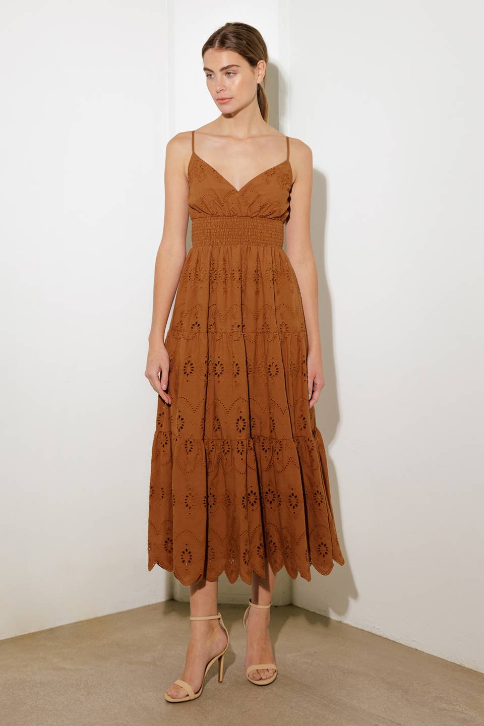 Bliss Woven Eyelet Midi Dress