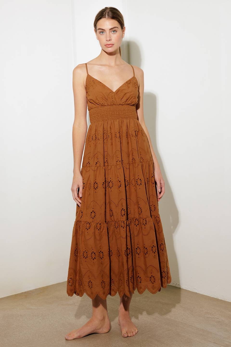 Bliss Woven Eyelet Midi Dress