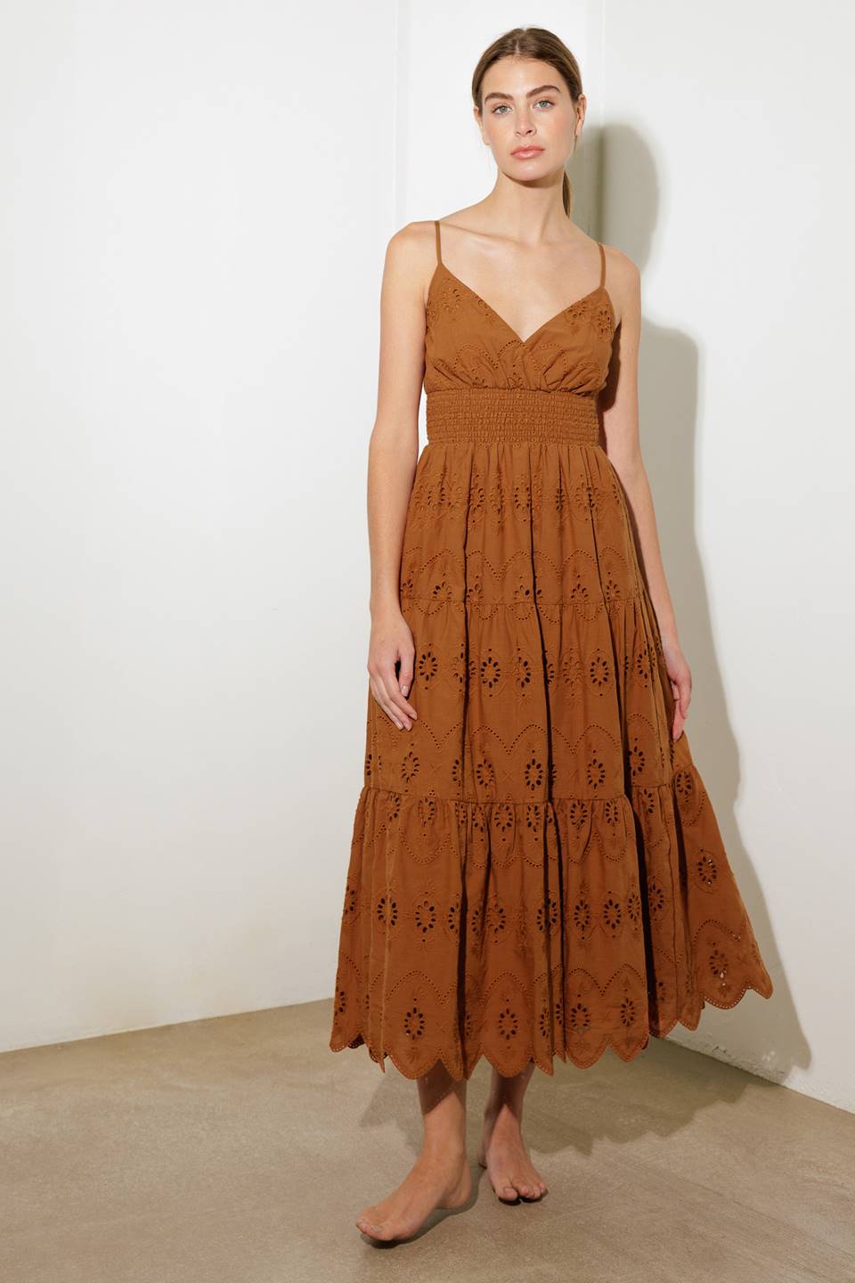 Bliss Woven Eyelet Midi Dress