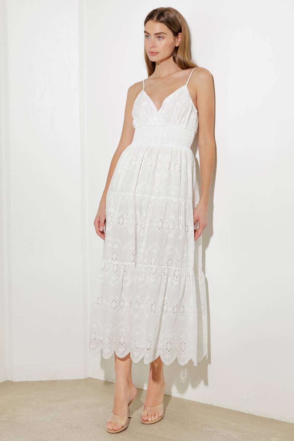 Bliss Woven Eyelet Midi Dress