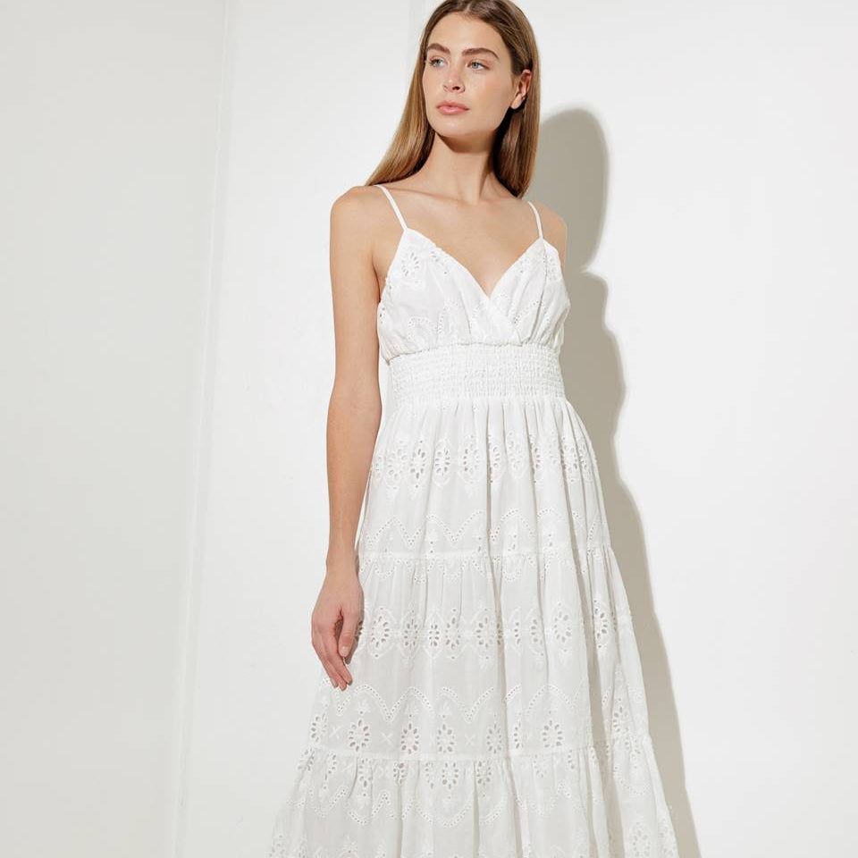 Bliss Woven Eyelet Midi Dress