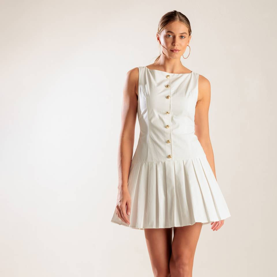 Calliope White Woven Mini Dress