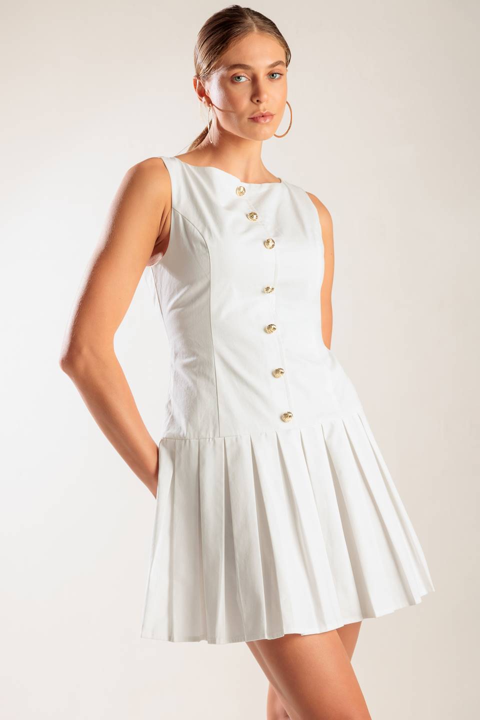 Calliope White Woven Mini Dress