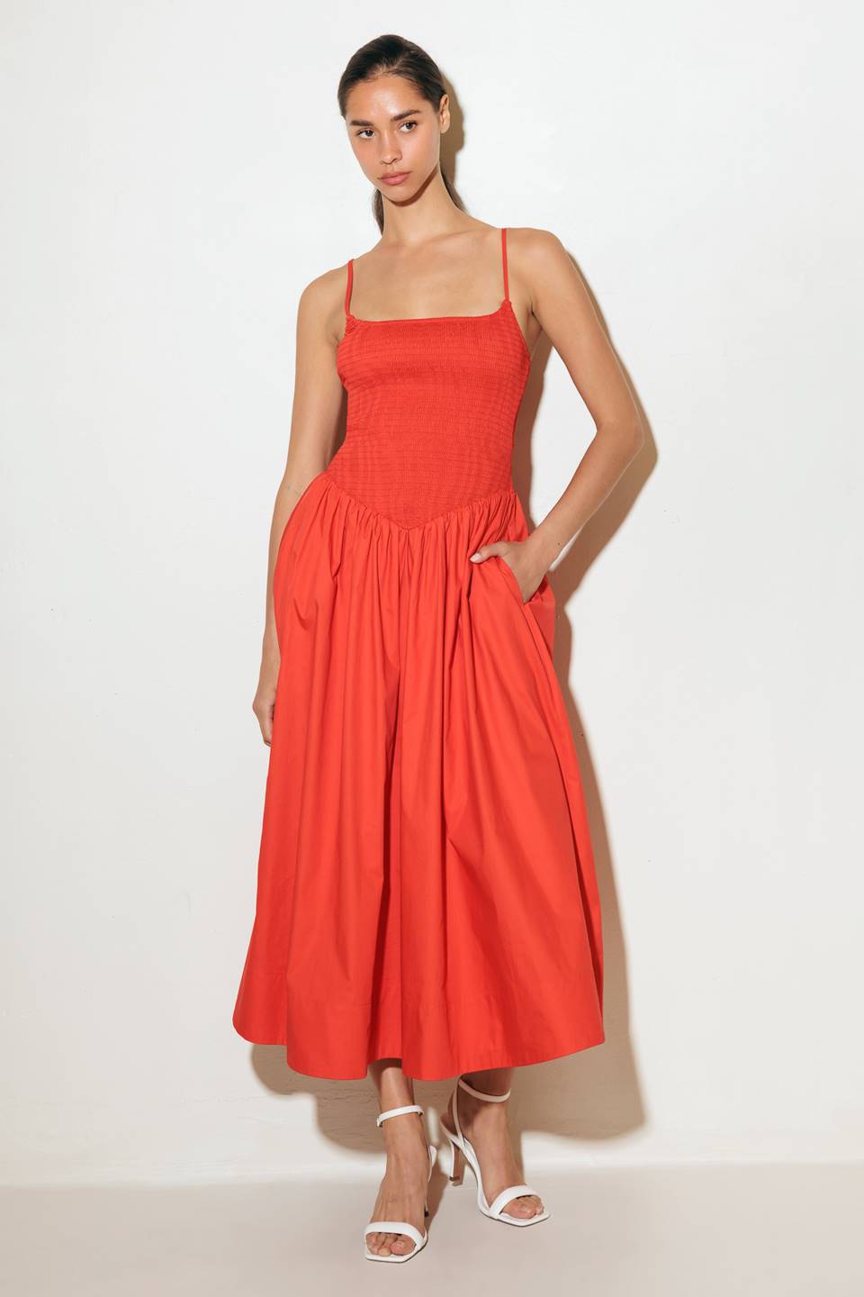 Red Vida Woven Midi Dress