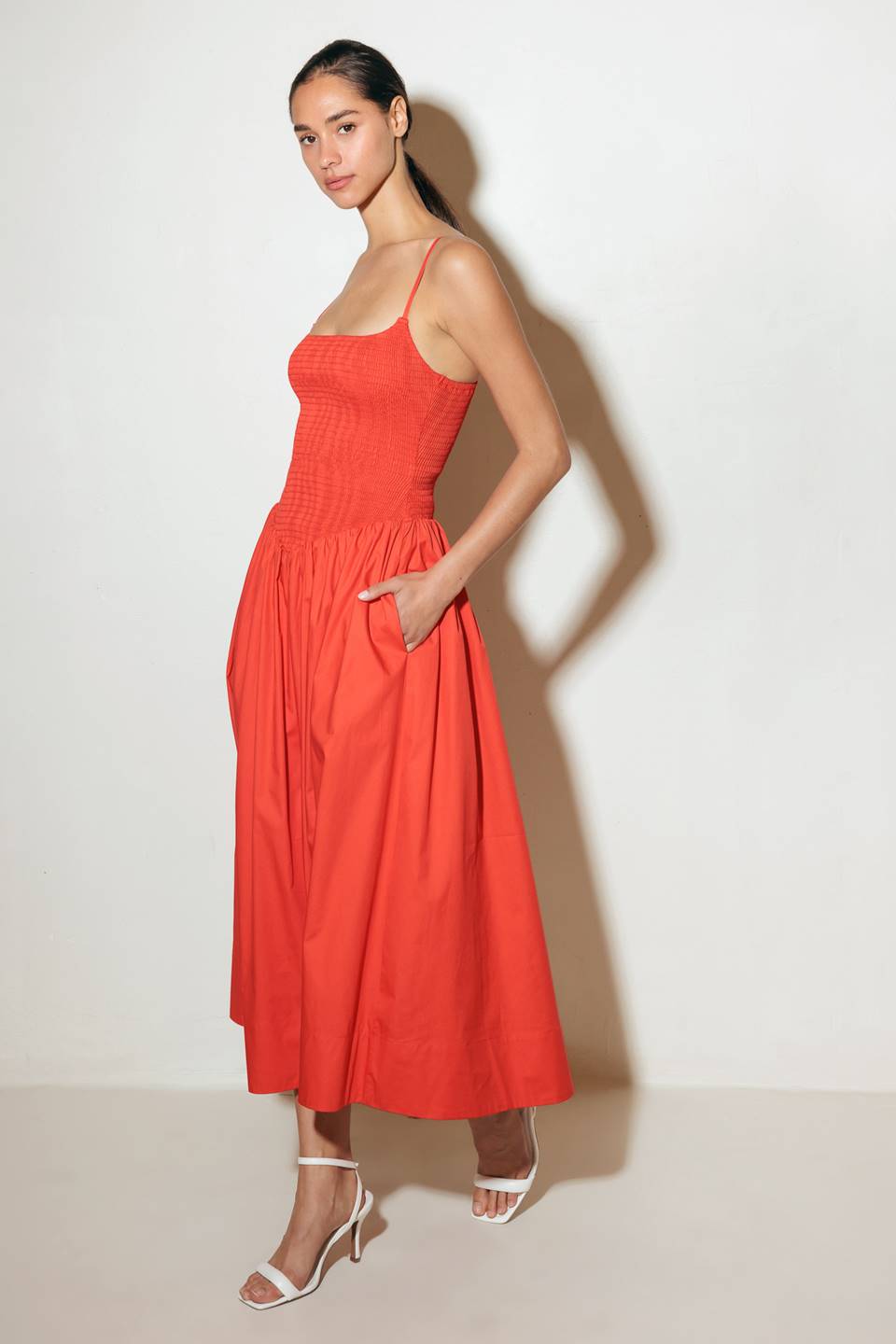 Red Vida Woven Midi Dress