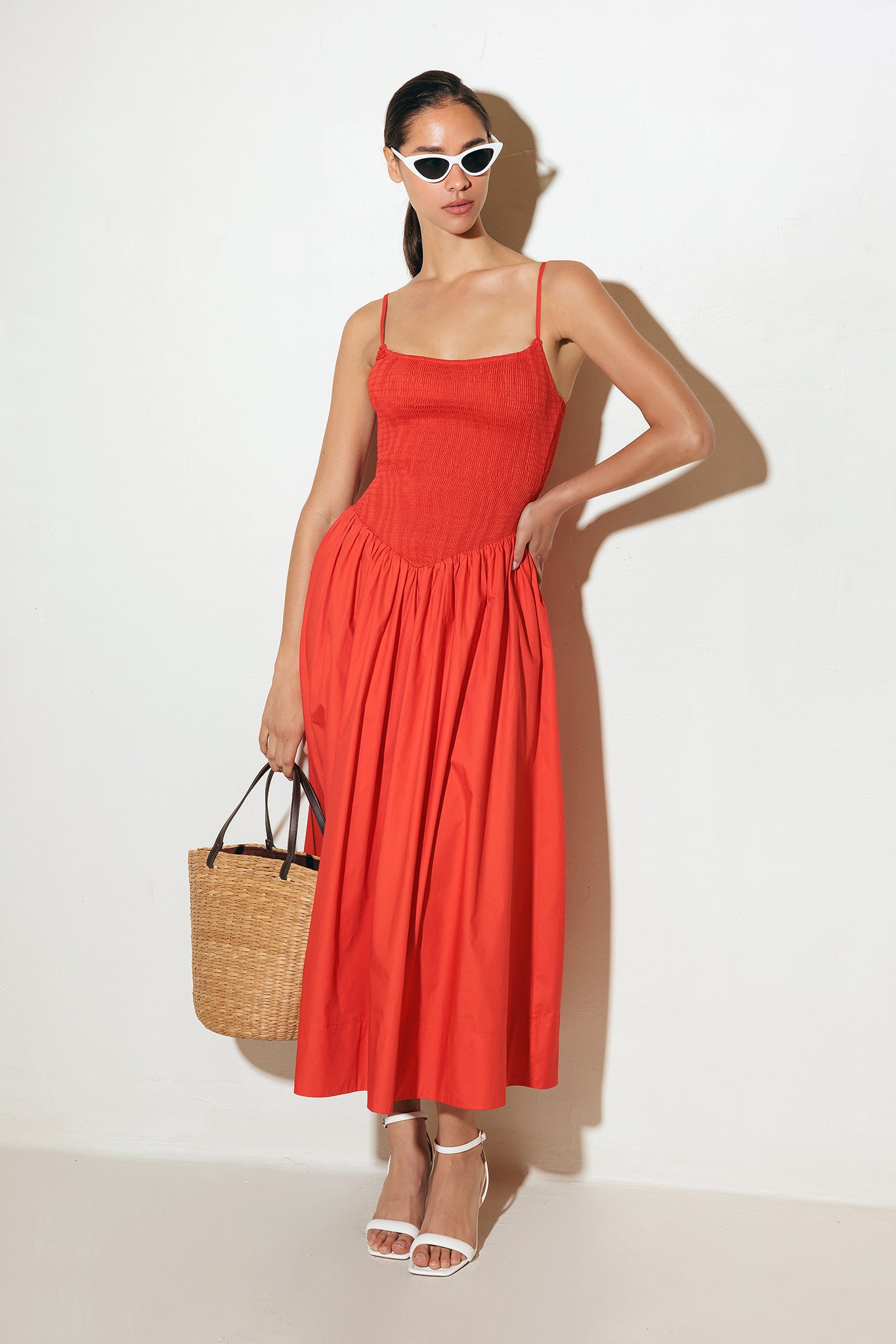 Red Vida Woven Midi Dress