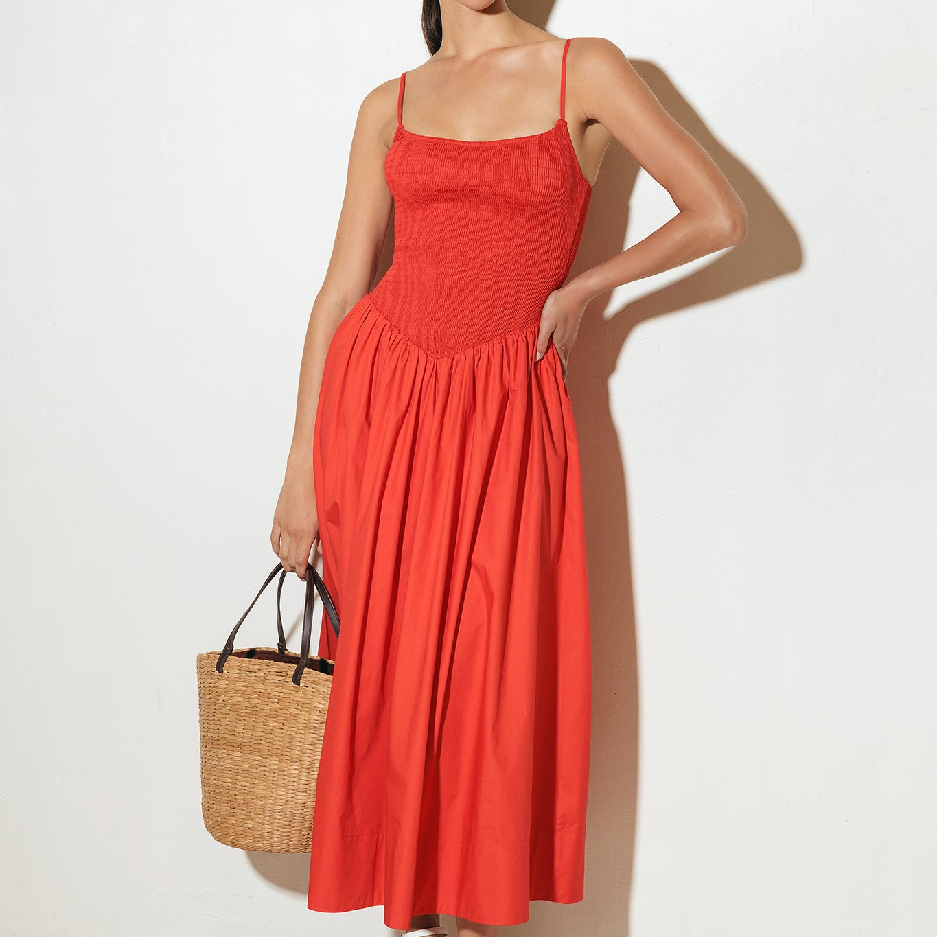 Red Vida Woven Midi Dress