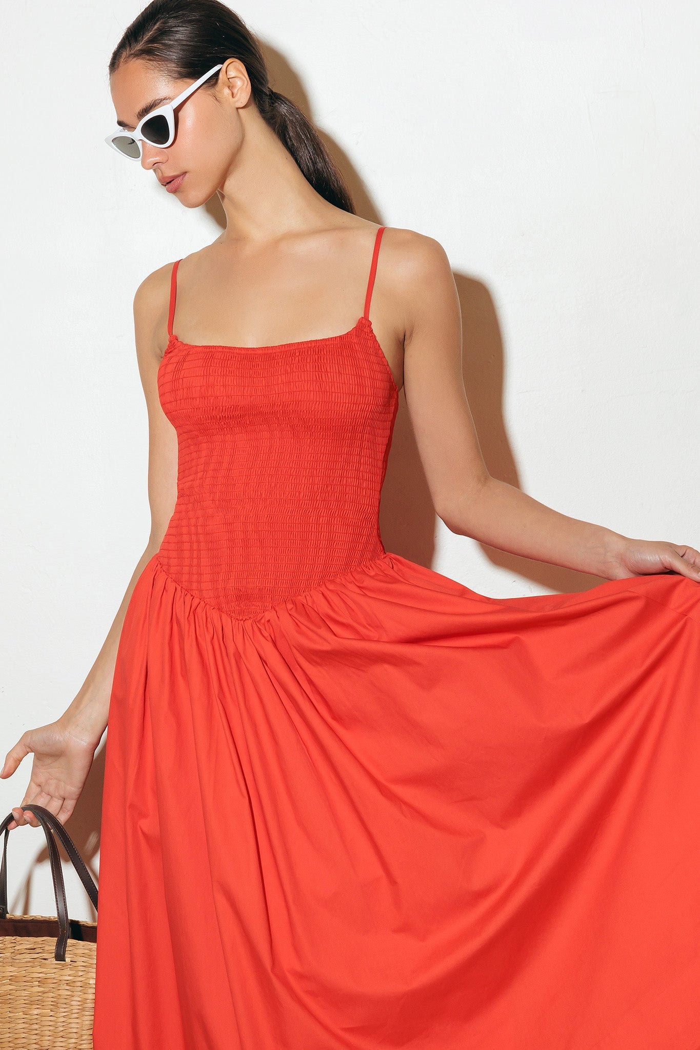 Red Vida Woven Midi Dress