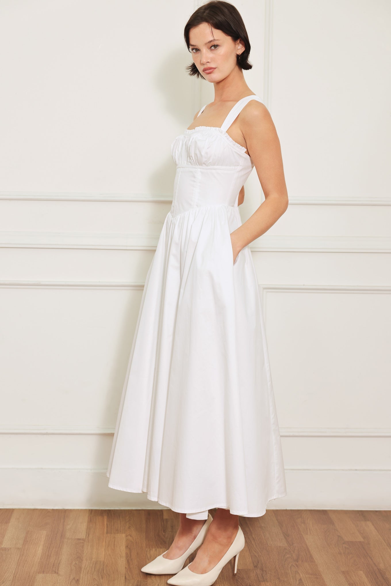 Sweetheart Woven Midi Dress