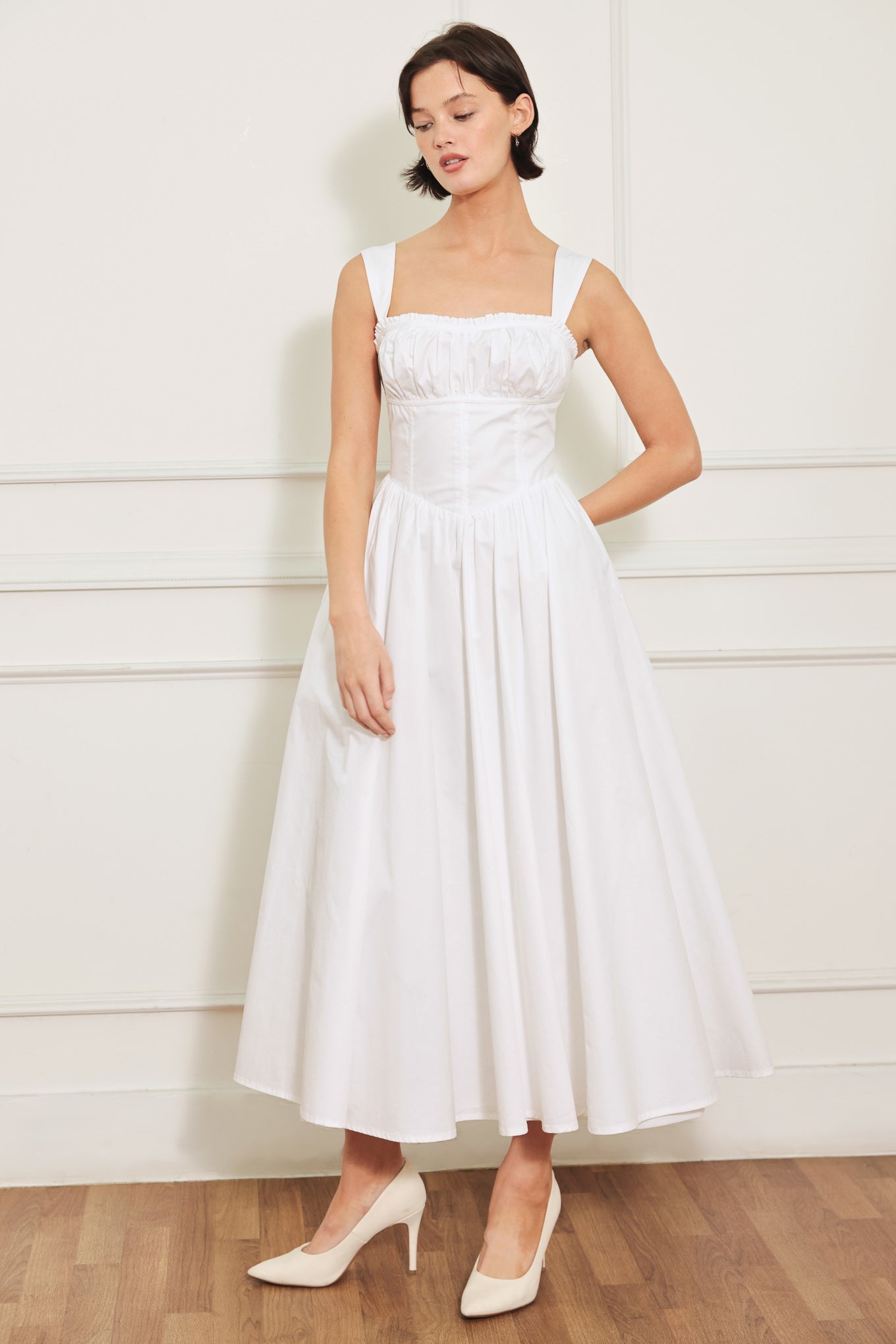 Sweetheart Woven Midi Dress