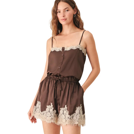 Vintage Lace Mocha Romper