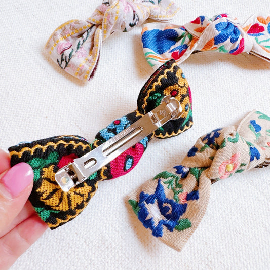 French Floral Embroidered Hair Clip